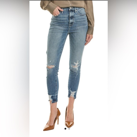 Good American Denim - NWT Good American Good Waist Skinny Jeans Blue634 Crop Size 6 Distressed